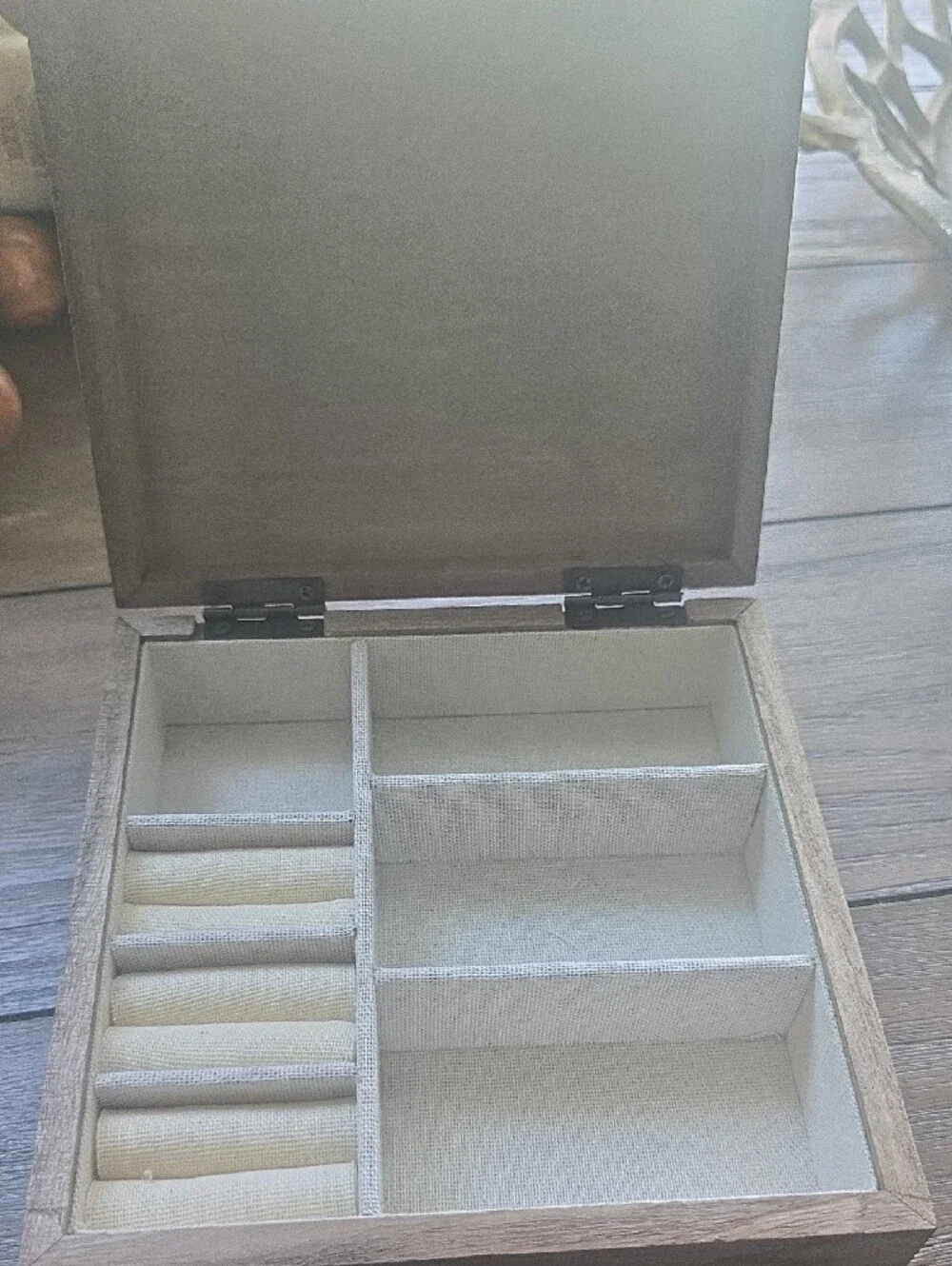 Demdaco Natural Wood Tone Jewelry Box - Light Beige Finish